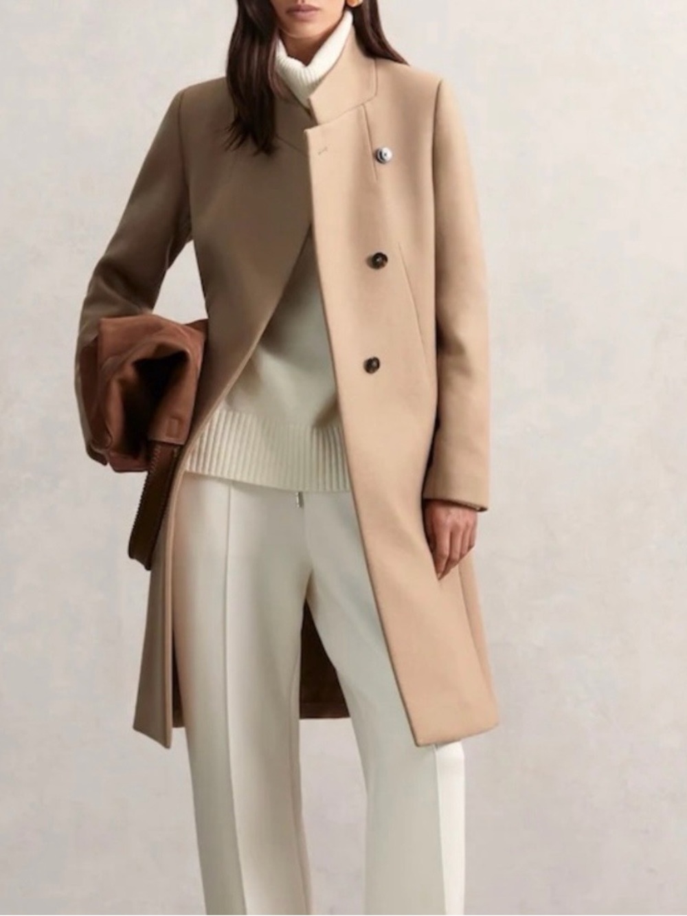 Reiss Max Wool-Blend Wrapover Mid-Length Coat - Size 12 - NWT